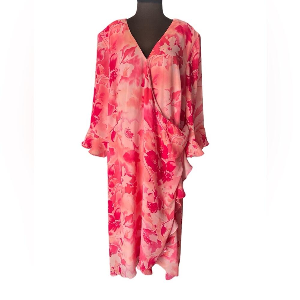 Jessica London Floral Coquette Boho Ruffled Midi Dress 26W Feminine Fairy Whimsy